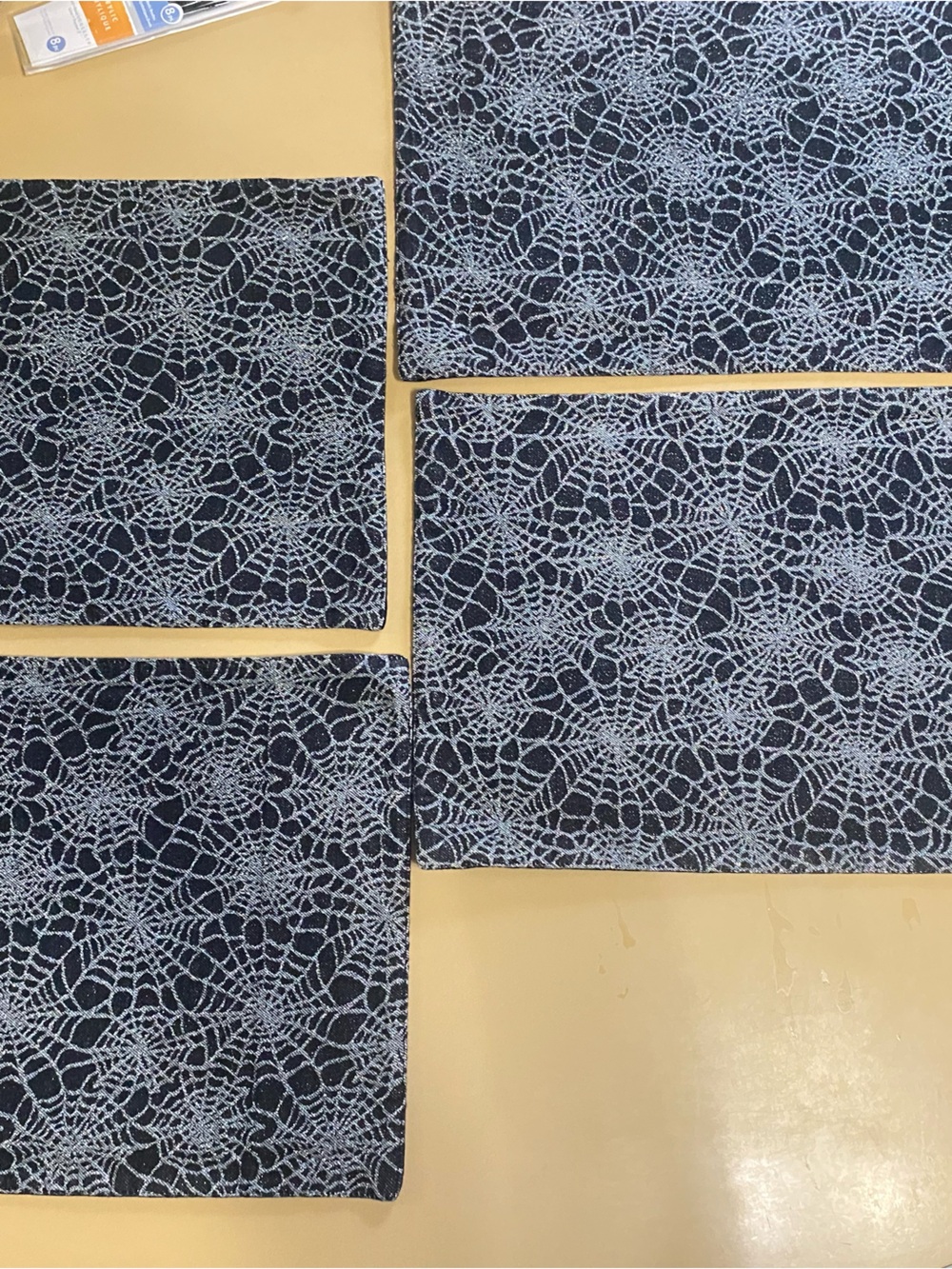 Kohl's Black and Silver Spiderweb Placemats Set of 4